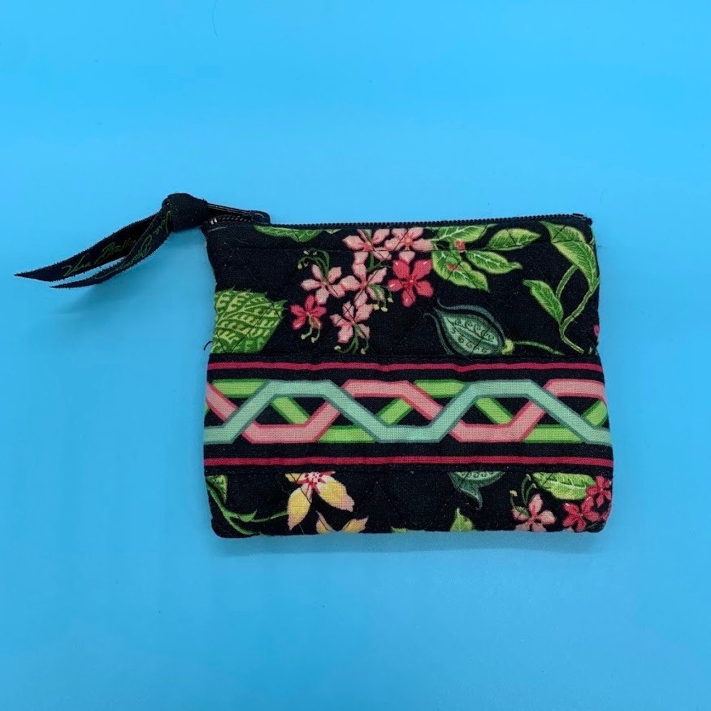 Vera Bradley Botanica Floral Quilted Cotton Zip Coin Purse Card Case Mini Pouch